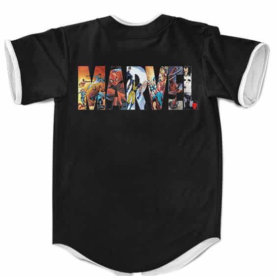 Marvel Universe Superheroes Assemble Black MLB Baseball Shirt