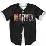 Marvel Universe Superheroes Assemble Black MLB Baseball Shirt