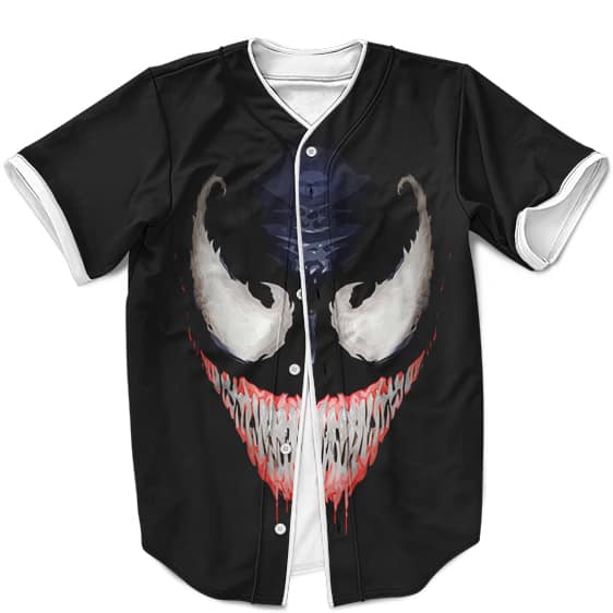 Marvel Venom Symbiote Creepy Smile Black Baseball Uniform