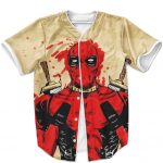 Mercenary Deadpool Blood Splash Painting Baseball Shirt
