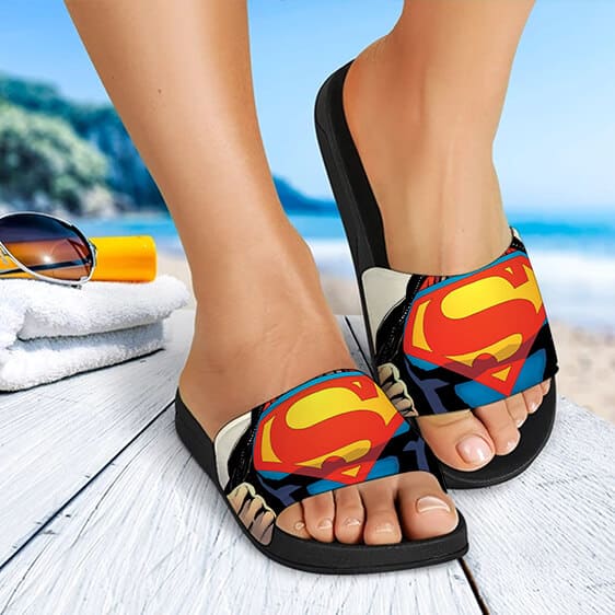 Superman The Man Of Steel Emblem Amazing Slide Sandals