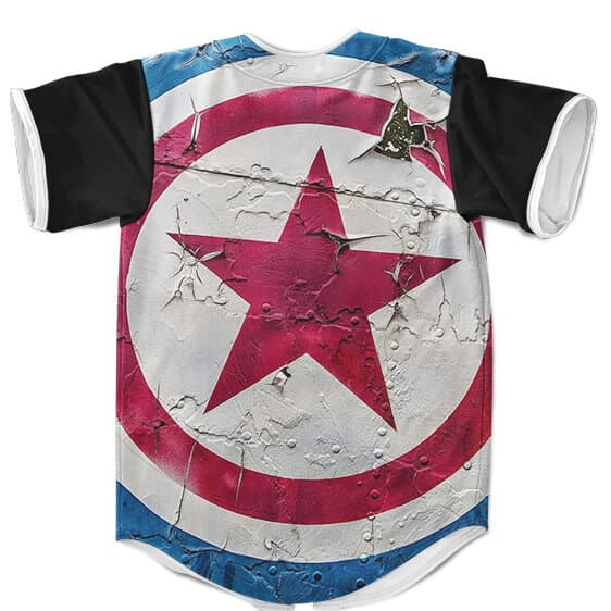 Vintage Look Worn Out Captain America Shield Baseball Jersey