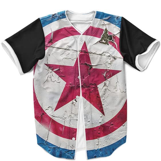 Vintage Look Worn Out Captain America Shield Baseball Jersey