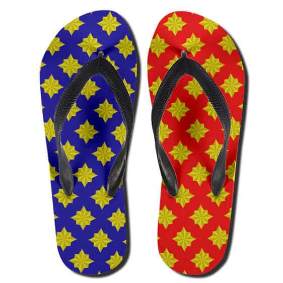 Amazing Captain Marvel Logo Pattern Red Blue Thong Sandals