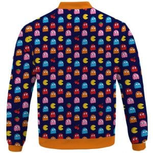Classic Retro Game Pacman & Ghosts Pattern Bomber Jacket