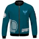 League Of Legends Support Role Icon Teal Blue Bomber Jacket