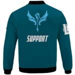 League Of Legends Support Role Icon Teal Blue Bomber Jacket