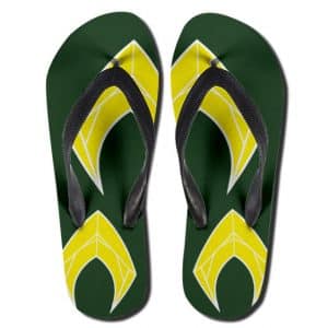 DC Comics Aquaman Logo Stylish Green Flip Flop Sandals