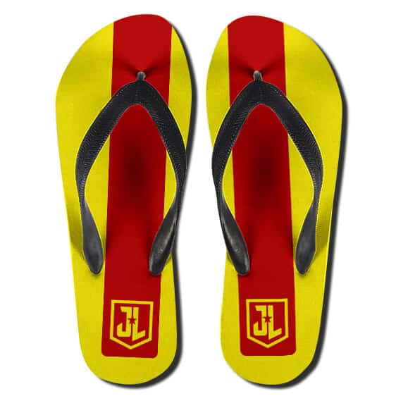 DC Justice League Minimalistic Logo Red Yellow Flip Flops