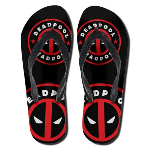 Dope Marvel Deadpool Minimalistic Logo Black Flip Flops