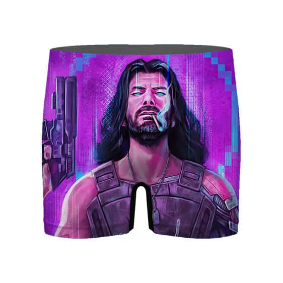 Keanu Reeves Purple Art Cyberpunk 2077 Men's Boxer Shorts