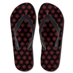 Mercenary Assassin Deadpool Head Logo Pattern Thong Sandals