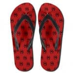 Miles Morales Spiderman Logo Pattern Red Flip Flop Slippers