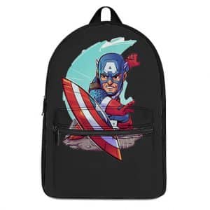 Cartoon Style Captain America Throwing Shield Backpack Bag