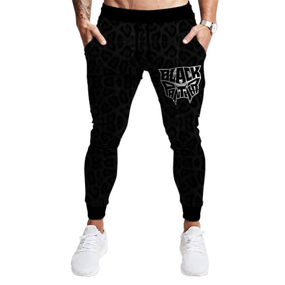 Classic Black Panther Logo and Skin Pattern Jogger Pants