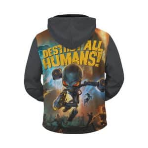 Classic Game Destroy All Humans Cool Gray Zip Up Hoodie