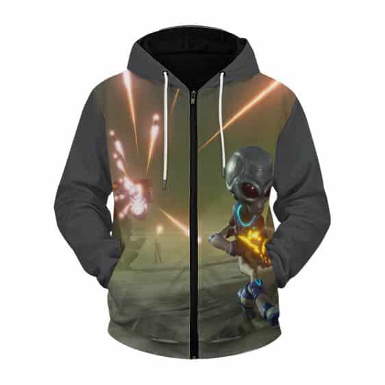 Classic Game Destroy All Humans Cool Gray Zip Up Hoodie