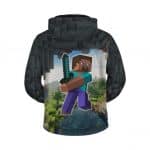 Minecraft Steve With Diamond Sword Cool Zip Up Hoodie