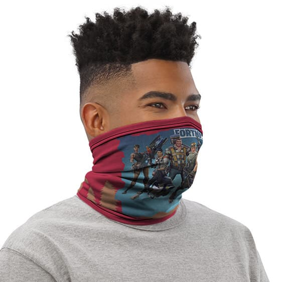 Fortnite Logo And Characters Artwork Cool Red Neck Gaiter