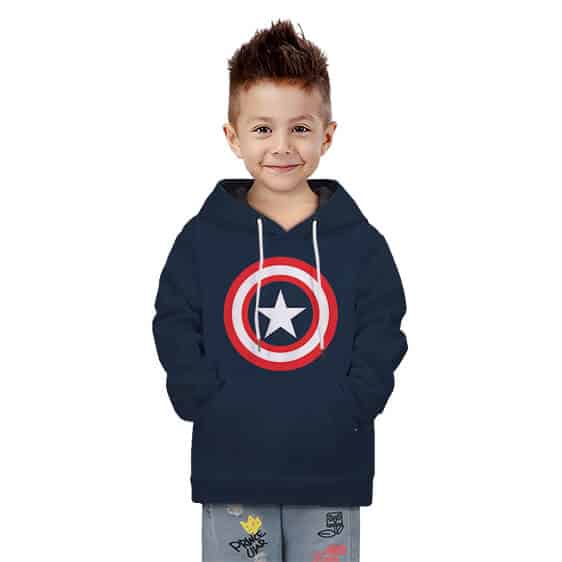 Marvel Hero Captain America Shield Logo Awesome Kids Hoodie