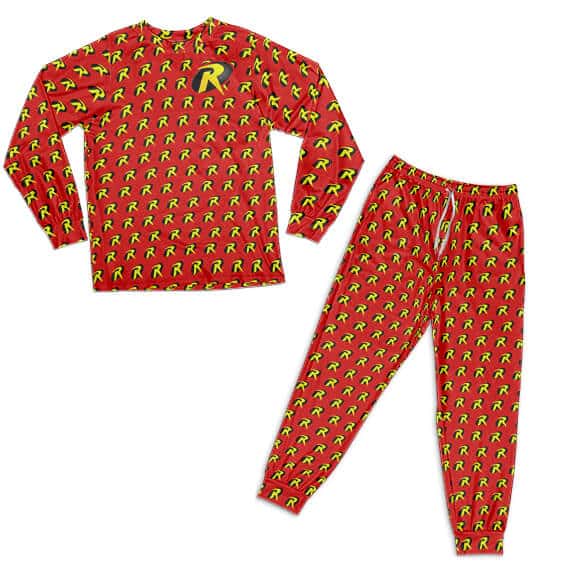 DC Comics Classic Robin Logo Pattern Red Pajamas Set
