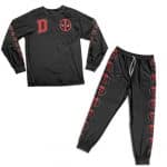 Marvel Comics Deadpool Logo Pattern Black Red Pajamas Set