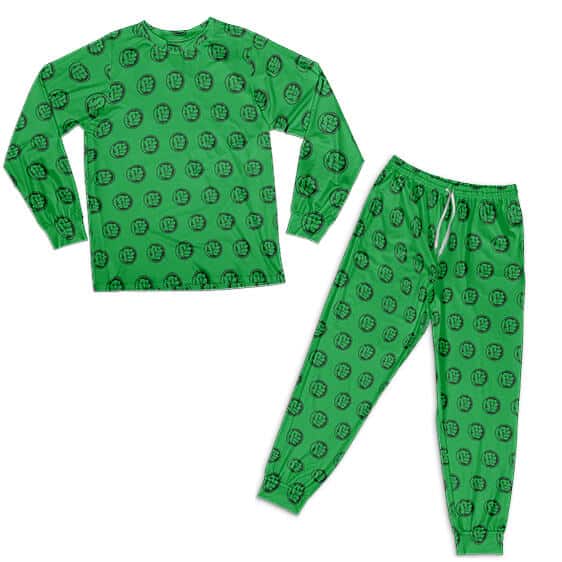 The Incredible Hulk Emblem Logo Pattern Green Pajamas Set