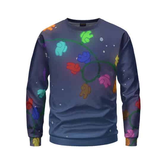 Cute Among Us Crew Christmas Lights Design Sweatshirt
