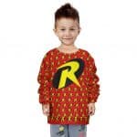 DC Comics Classic Robin Logo Pattern Red Children Sweater