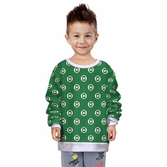 DC Comics Green Lantern Logo Pattern Stylish Kids Sweatshirt