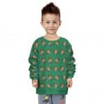 DC Comics Teen Titans Logo Pattern Green Kids Sweater