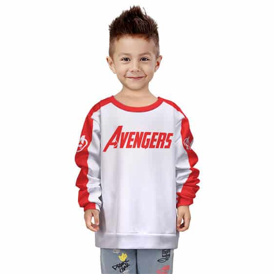 Marvel Avengers Minimalist Logo White Red Kids Sweatshirt