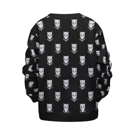 Marvel Black Panther Logo Pattern Design Badass Kids Sweater