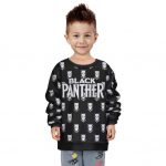 Marvel Black Panther Logo Pattern Design Badass Kids Sweater