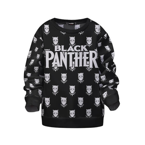 Marvel Black Panther Logo Pattern Design Badass Kids Sweater