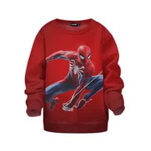 Marvel Superhero Spiderman Swinging Red Kids Sweatshirt