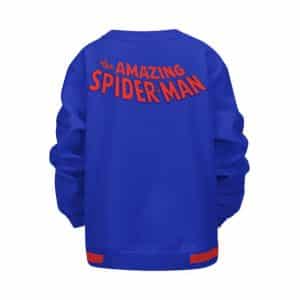 Marvel The Amazing Spiderman Cartoon Art Blue Kids Sweater