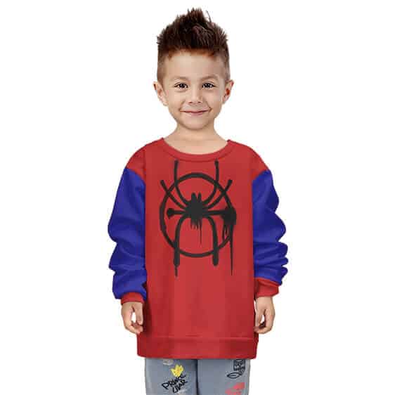 Spider-Man Miles Morales Spray Paint Spider Logo Kids Sweater