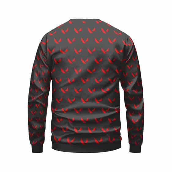 Unique Valorant Red Game Logo Pattern Crewneck Sweater