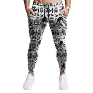 Star Wars Outline Collage White Joggers