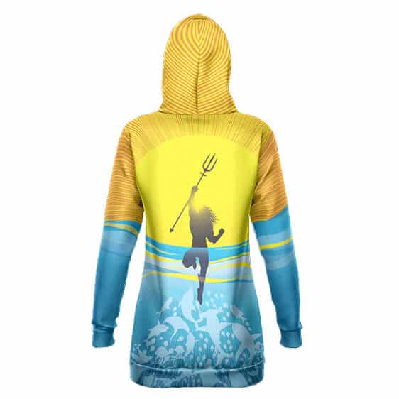 Aquaman Silhouette Vibrant Yellow and Blue Hoodie Dress