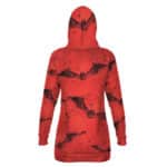 Batman 2022 Movie Bat Emblem Pattern Red Hoodie Dress
