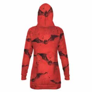 Batman 2022 Movie Bat Emblem Pattern Red Hoodie Dress