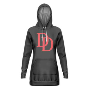 Marvel Daredevil Logo Black Hooded Sweatshirt Dress