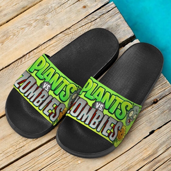 Plants Vs. Zombie Graphic Logo Slide Sandals