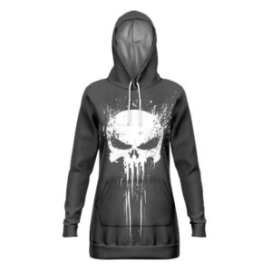The Punisher Grunge Skull Symbol Black Hoodie Dress