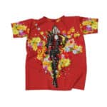 DC Comics Harley Quinn Floral Art Red T-Shirt