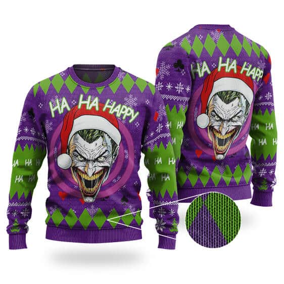 The Joker Happy Holidays Purple Xmas Sweater