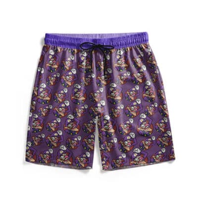 Cool Waluigi Pattern Super Mario Beach Shorts