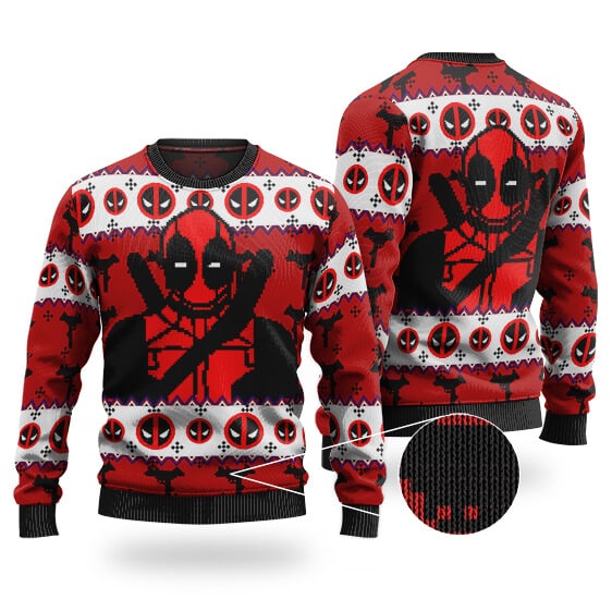 Deadpool & Guns Pattern Ugly Xmas Sweater